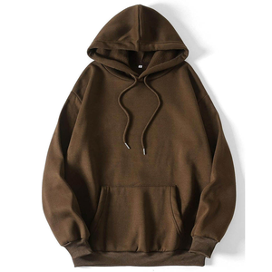 Sweat-shirts pour hommes fabriqués directement en usine, couleur marron uni personnalisée, mélange coton et polyester, vêtements d'hiver pour hommes - Product Image 2