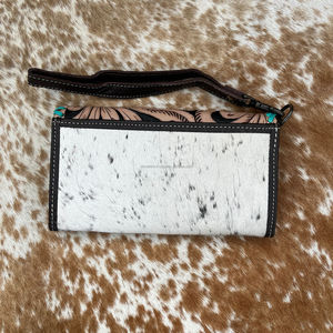 กระเป๋าคลัทช์ผู้หญิงสำหรับงานแกะสลักด้วยมือลายดอกทานตะวันหนังวัวสไตล์ตะวันตกดีไซน์ใหม่ - Product Image 4