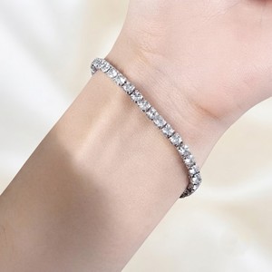 Women's14K <b>White</b> Gold Tennis <b>Bracelet</b> Round Brilliant Cut Diamond Channel Setting Classic Everyday Wear <b>Bracelets</b> - Product Image 2