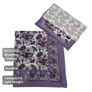 Parure de draps de mariage classique faite à la main à Jaipur, imprimée au bloc, motifs floraux complexes, écologique, 3 pièces, taille King, 100% coton, 200 fils/cm² - Product Image 4