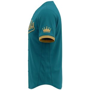 Custom Royals Baseball Jersey Men's Short Sleeve Embroidered Team <b>Name</b> Button Front Regular Fit Breathable Polyester Sport Shirt - Product Image 4