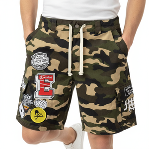 Premium Men's <b>Camouflage</b> Patchwork <b>Cargo</b> Shorts Streetwear Hip Hop Embroidered Multi-Pocket Militaryc Shorts - Product Image 4