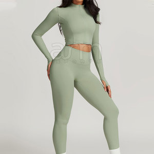 Conjunto de Yoga de 3 Piezas para Mujer, Color Sólido, Último Diseño, Bajo MOQ, Precio al por Mayor - Product Image 6