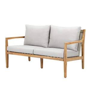 Juego de Muebles de Madera de Acacia de 5 Piezas para Exteriores, Resistente a la Intemperie, en Color Gris y Natural, Sofá Seccional y Mesa de Centro para Jardín - Product Image 5