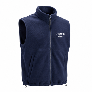 Gilet en polaire premium pour homme, logo personnalisé, respirant, hiver, fermeture éclair intégrale, sans manches, décontracté, extérieur - Product Image 2