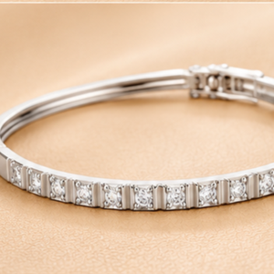 Elegant Diamond Line <b>Bangle</b> <b>Bracelet</b> in Yellow Gold White Gold and Rose Gold Modern Minimal Luxury Jewelry for Women - Product Image 3