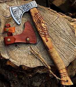 Hache Viking forgée sur mesure en acier à haute teneur en carbone, de haute qualité, fabriquée à la main, vente directe d'usine pour le camping en plein air et la survie - Product Image 1
