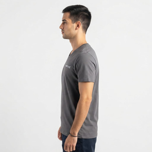 Regular <b>Fit</b> Men's <b>V</b> Neck Cotton T Shirt Heavy Fabric Breathable Plain Casual Tee Custom Label Clothing Manufacturer - Product Image 3