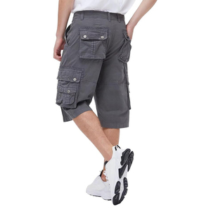 Shorts cargo multi-poches en coton pour hommes, décontractés, pour la randonnée en extérieur, longueur sous le genou, poches à rabat boutonnées, coupe ample, vente en gros - Product Image 3