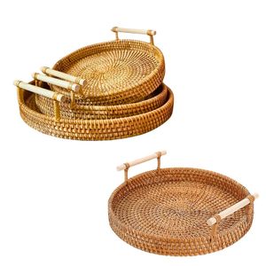Handwoven RATTAN <b>TRAY</b> FRUIT STORAGE BASKET with Handles Gift, Serving & Home Decor Coffee & Tea Serving <b>Tray</b> - Product Image 1