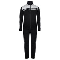 Setelan Olahraga Pria Hitam Abu-abu Resleting Penuh Kerah Tegak Bahan Polyester Bernapas Sporty Regular Fit Saku Samping Pakaian Musim Gugur
