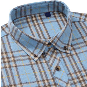 Camisa de Franela para Hombre, Cuello Mandarín, Botones Cubiertos, Color Sólido, Manga Larga, Casual, Verano, 100% Algodón, Transpirable, Secado Rápido - Product Image 4