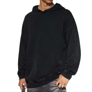 Sweats à capuche tendance pour hommes, épais, effet vieilli, vente en gros, coupe oversize, délavé à la pierre, effet soleil, impression de logo personnalisé - Product Image 6
