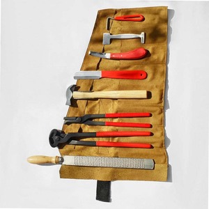 Premium Hoof Grooming <b>Tool</b> Kit 8 Piece with Leather <b>Bag</b> Stainless Steel Equine Farrier Trimming Nippers Clinchers Rasps Set - Product Image 3