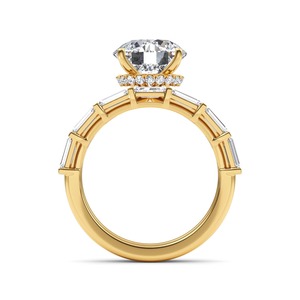 Anillo de Compromiso de Lujo en Oro Rosa de 10K con Diamantes Cultivados en Laboratorio, Corte Redondo y Baguette, 4.52 CTW para Mujer - Product Image 6