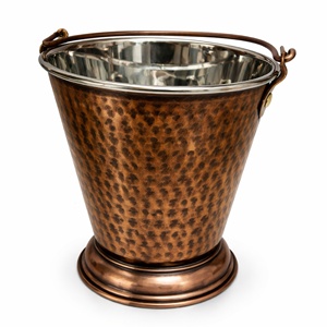 Manoj International Antique Hammered Gravy Bucket | Stainless Steel Interior & <b>Copper</b> Finish | 12cm Eco-Friendly Durable <b>Handle</b> - Product Image 1