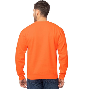 Men's <b>Orange</b> Crew Neck Pullover Sweatshirt 100% Cotton Regular Fit Solid Color Casual Winter Front Logo - Product Image 6