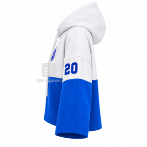 Custom Zeta Phi Beta Sorority Color Block cropped <b>Hoodie</b> with Embroidered Logo Front Blue <b>White</b> short Sleeve Casual for Female - Product Image 4