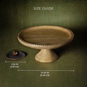 Support à gâteau en bois sculpté à la main, écologique et luxueux, avec détails artisanaux brûlés, et bol à fruits minimaliste sur pied, au design unique - Product Image 4