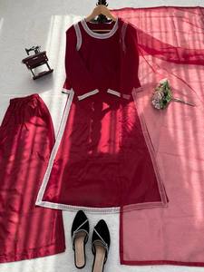 Conjunto de Salwar Kameez Bordado para Mujer, Top Elegante, Palazzo, Dupatta, Traje para Fiesta o Boda, India, Pakistán - Product Image 5