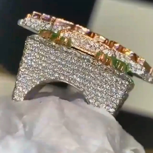 WoMen's 18K Gold Diamond <b>Ring</b> With <b>Emerald</b> Leaves Hiphop Style GIA Certified Natural Round Brilliant Cut Jewelry Gift - Product Image 2