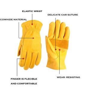 Gants de travail en cuir de vachette grainé fabriqués en usine, avec protection pour le pouce, durables pour le travail, la conduite et le jardinage - Product Image 2