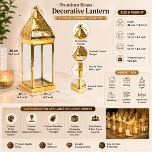Brass <b>Lantern</b> Candle Holder Metal <b>Hurricane</b> <b>Lantern</b> Decorative Hanging Candle Stand Home Decor Wedding Table Centerpiece Gift - Product Image 5