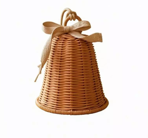 Campana de Ratán Tejida Natural, Decoración Navideña Vintage, Hecha a Mano, Ecológica, Duradera, Adorno Colgante para Árbol de Navidad y Hogar - Product Image 1