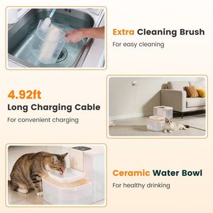 Distributore d'Acqua Automatico Intelligente a Doppio Serbatoio per Animali Domestici, Fontana d'Acqua Senza Fili con Filtrazione da 4,5L - Product Image 6