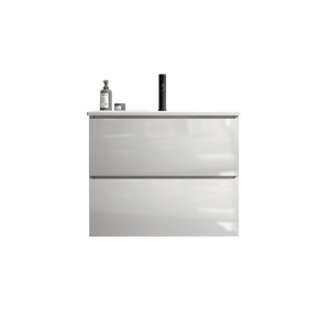 Mobile Bagno Sospeso Bianco Lucido da 24 Pollici con Ampio Spazio di Stoccaggio, Lavabo in Ceramica e Un Foro per Rubinetto, Design Flottante - Product Image 3