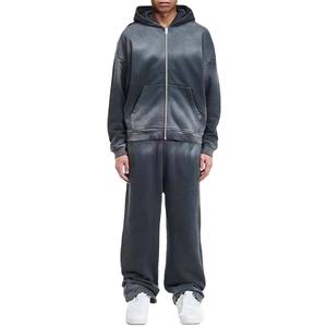 Survêtement délavé à l'acide de haute qualité pour hommes, vente en gros, lavage à la pierre, sur mesure, 2 pièces, décontracté, 100% coton, costumes personnalisés, design 2026 - Product Image 3