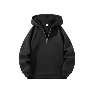 Sweat-shirt à capuche pour homme en molleton 100 % coton de qualité supérieure, à demi-zip, uni, avec impression numérique, décontracté, pour l'hiver - Product Image 2