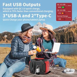 GOFORT 540Wh/500W Peak 1000W <b>Portable</b> Power Station with 6 <b>AC</b> 110V Outlets PD 60W Solar Generator for CPAP Battery Power - Product Image 4