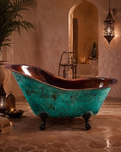 Bañera Moderna de Cobre Puro de Alta Calidad, Ecológica, Hecha a Mano, Independiente, para Baños de Lujo, Spas y Hoteles - Product Image 1