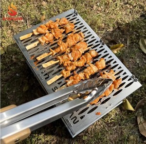 Latest Stainless Steel Outdoor Camping Foldable Charcoal BBQ Grill Portable <strong>Barbeque</strong> with Open Window and Planch - Product Image 6