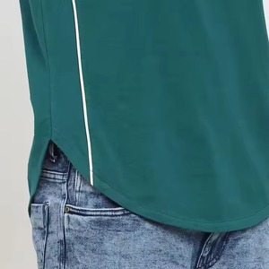 <b>Mens</b> Teal Green Crew Neck <b>Animal</b> Print Breathable Loose Fit Activewear T-Shirt with White Piping and Curved Hem - Product Image 6
