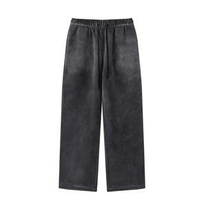 Custom for Puff Print <b>Flare</b> Wide Leg Men's <b>Sweatpants</b> Sun Faded Fleece Blank Baggy Pants Flat Front <b>Wholesale</b> Trouser for unisex - Product Image 4
