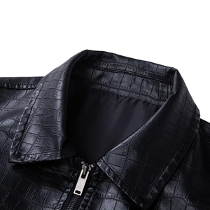 Chaqueta Casual Personalizada de Cuero Transpirable con Logotipo Frontal para Hombre, Cuello Alto, Invierno, Alta Calidad, Resistente al Viento, Antibacteriana, Estilo Urbano - Product Image 4