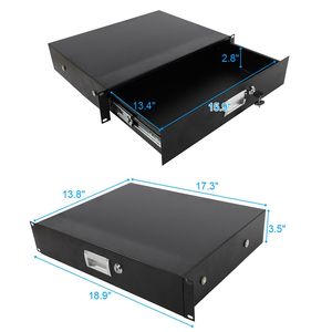 Armadio per Attrezzature DJ in Acciaio Nero 19'' 2U con Cassetti Portaoggetti e Chiavi - Product Image 2