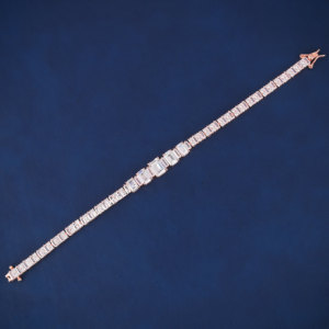 A Rose gold Emerald diamonds 14kt solid white gold rose gold plated lab diamonds tennis unisex <b>bracelet</b> premium look best prongs - Product Image 5
