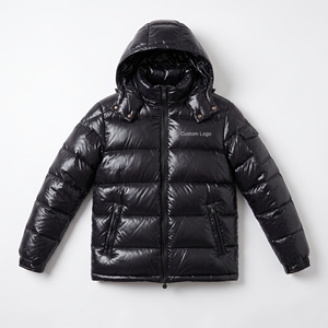 <b>Mens</b> <b>Winter</b> Puffer Jacket Thick Warm Hooded Shiny Black Quilted Coat Windproof Custom Logo Outdoor Casual <b>Winter</b> <b>Wear</b> Fashion - Product Image 2