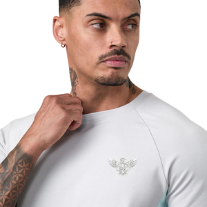 Camiseta Deportiva Personalizada para Hombre, Color Blanco Menta, con Bloques de Color, Transpirable, de Secado Rápido, de Algodón, para Gimnasio, Entrenamiento, Fitness, Uso Casual de Verano - Product Image 6