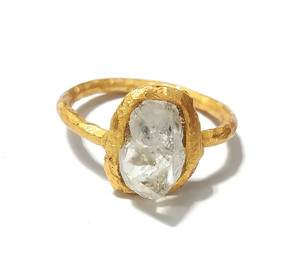 Anillo de Larimar Natural en Bruto, Plata de Ley 925 Sólida, Chapado en Oro, Hecho a Mano, Estilo Bohemio Azul, con Engaste de Bisel - Product Image 1