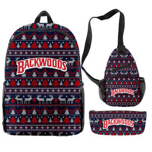 Conjunto de Mochila TITAN TREAD WEAR con Diseño Navideño Backwoods, Bolso Bandolera y Bolsa Pequeña, Color Azul Claro - Product Image 6