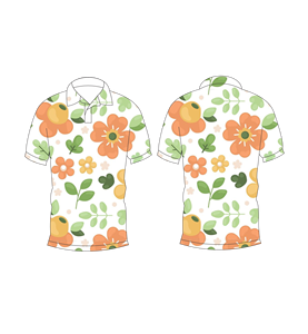 Camisa Polo con Estampado Floral Naranja para Hombre, Camiseta de Verano de Manga Corta, Cuello Casual con Botones, Transpirable y Ligera - Product Image 3