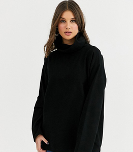 Pull à col roulé noir pour femme, manches longues, tricoté en coton, décontracté, pour l'automne - Product Image 3