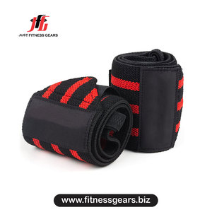 Support de poignet rouge réglable avec boucle auto-agrippante pour la musculation, unisexe, en polyester - Product Image 1