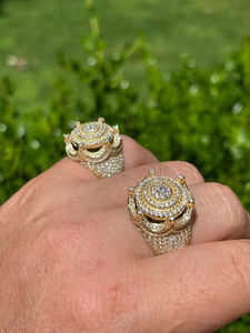 Lab Grown Diamond Yellow Gold Statement <b>Ring</b> Round Halo Cluster Cocktail <b>Ring</b> Luxury Hip Hop Jewelry For <b>Men</b> Unisex Gift - Product Image 1