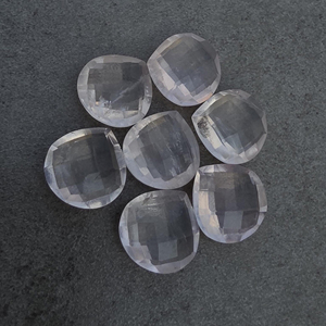 Quartz Rose Naturel, Pierre Précieuse Calibrée en Forme de Cœur à Taille Checker, Pierre Libre pour Bijoux - Product Image 4