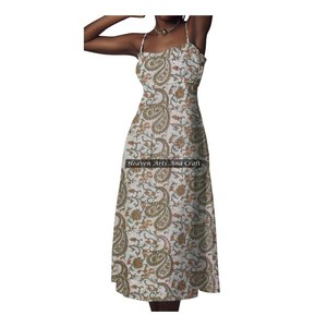 Nouvelle Robe Bohème 2026 à Bretelles Fines, Chic et Décontractée, Imprimé Bloc, Sans Manches, Style Bohème Gypsy, en Coton, pour Soirée et Plage - Product Image 2